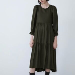 Zara Dark Green Long Sleeve Dress